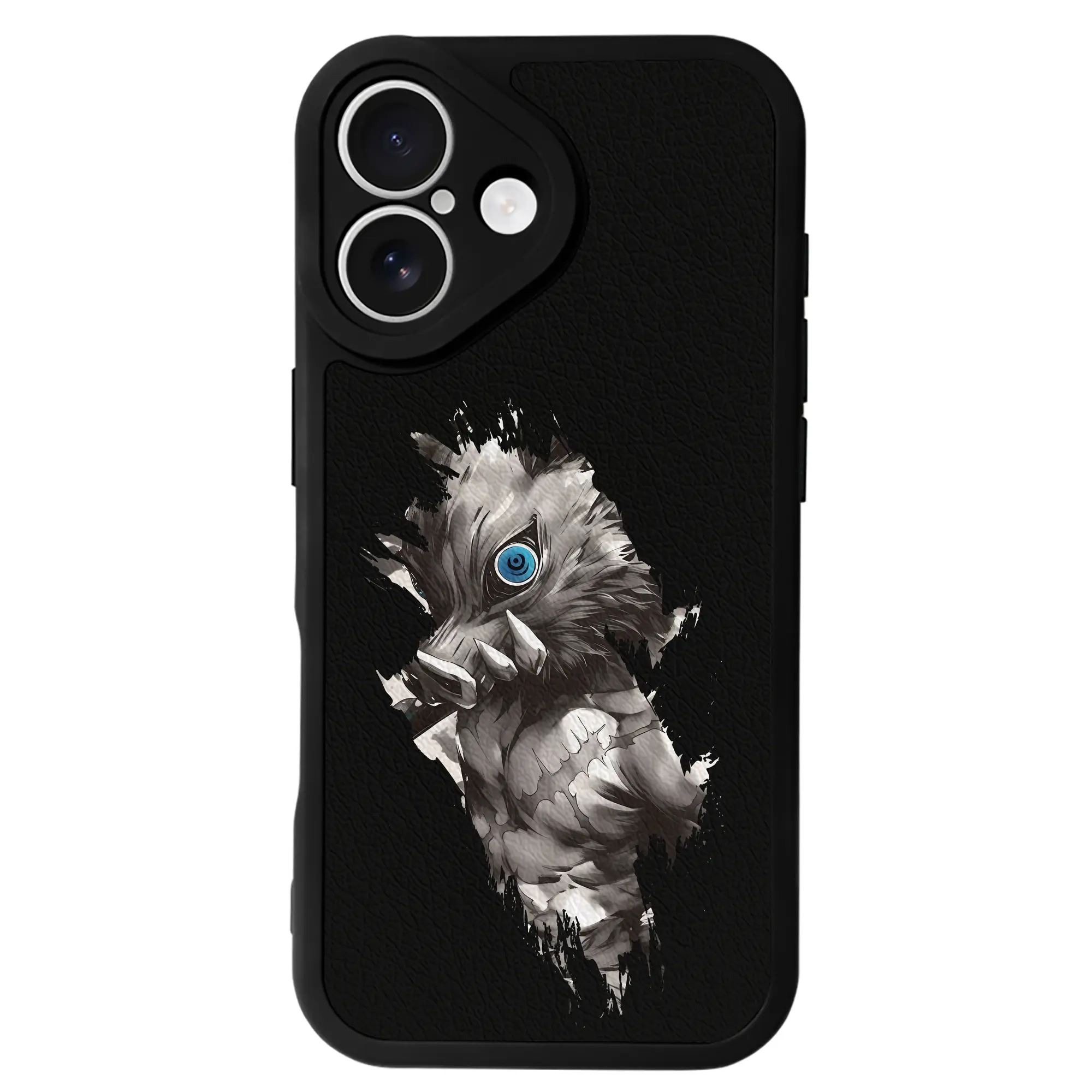 鬼滅の刃 グッズ,嘴平 伊之助 - IPhone 16シリーズ対応 ・ シリコンスマホケース ・ レザー調 ・ 高精度フィット ・ 耐衝撃 ・ ワイヤレス充電対応 ・ 精密カット